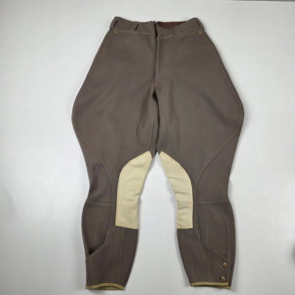 Mens Vintage 40s WWI Military Riding Breeches Trousers Horseback Riding Tan 28